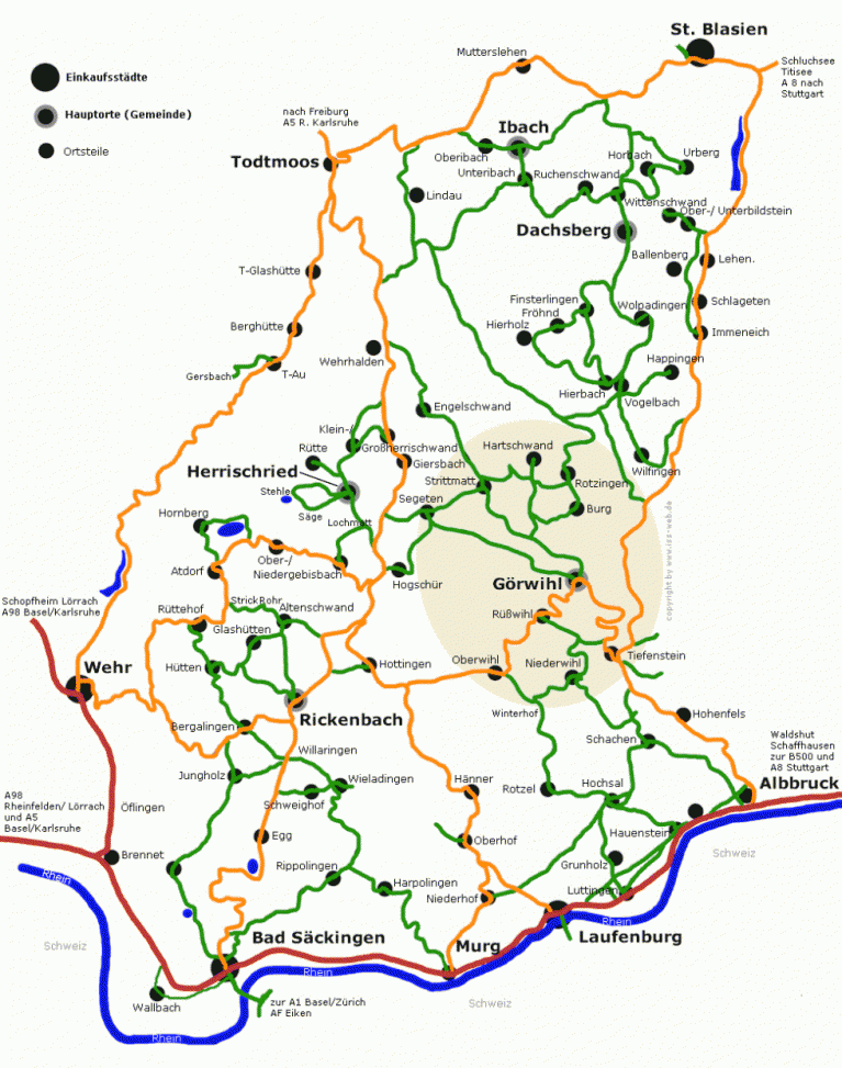 Karte Görwihl / Hotzenwald